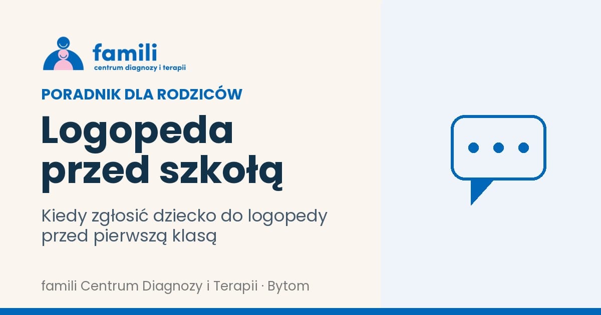 Logopeda przed szkołą, grafika famili Centrum Diagnozy i Terapii Bytom