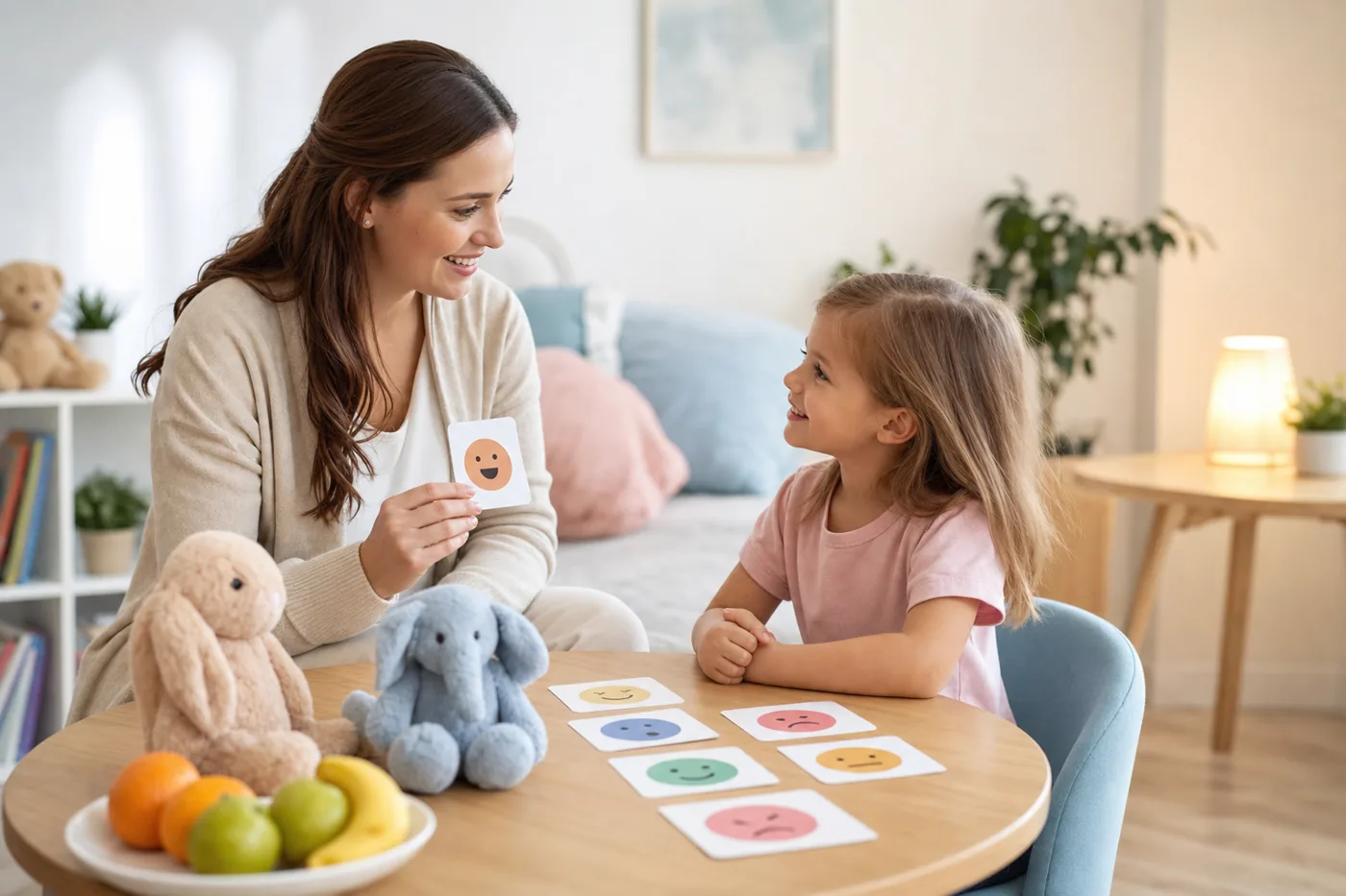 Psycholog i psychodietetyk dziecięcy pracuje z dzieckiem, famili Bytom